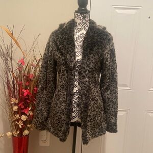 Miss Me Leopard Print Faux Fur Jacket
